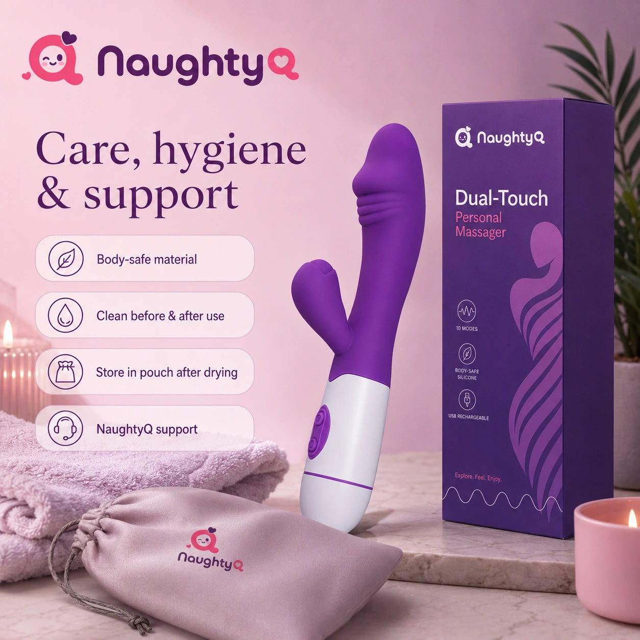 Taraang Dual-Touch Rechargeable Personal Massager